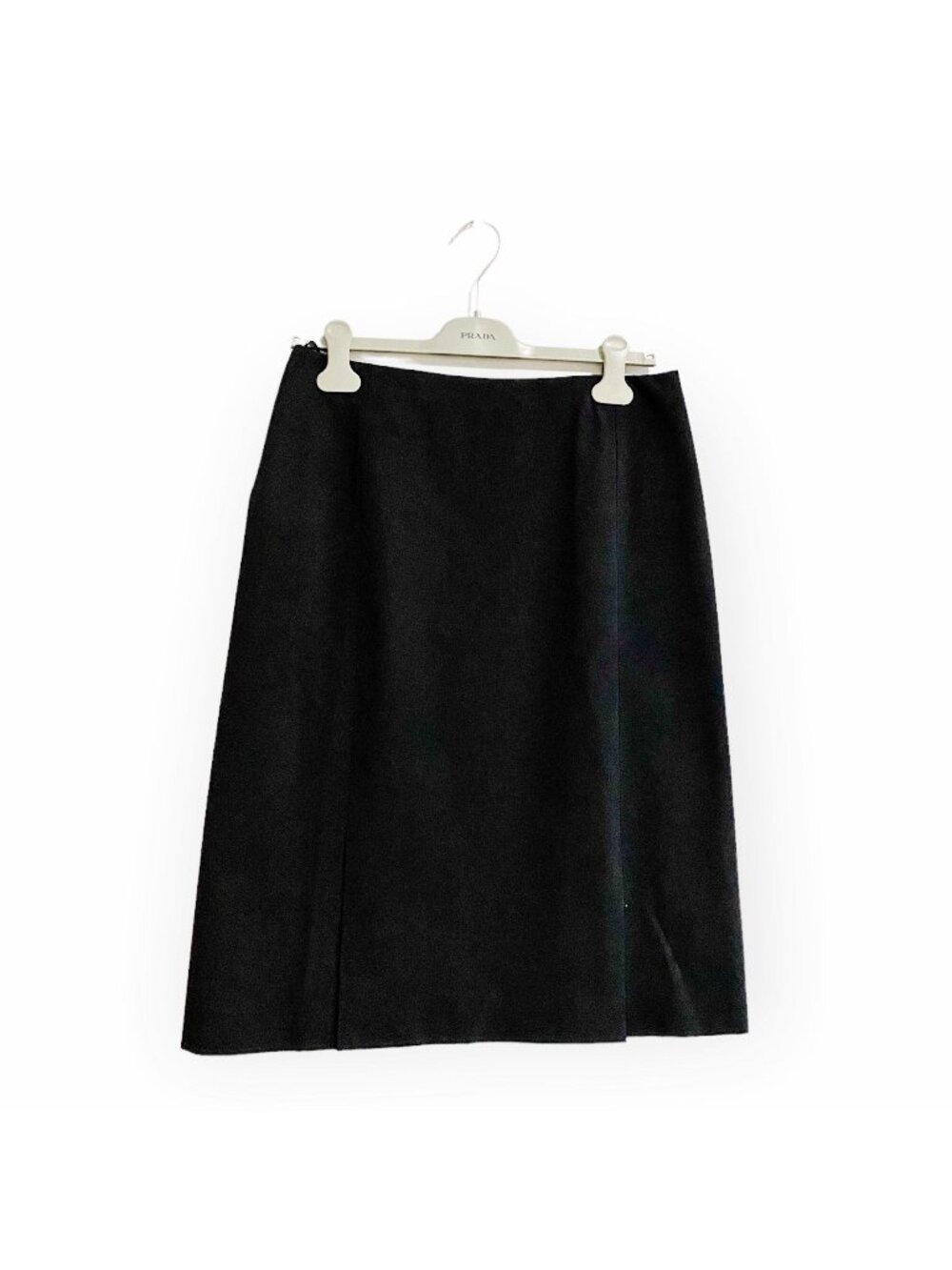 Prada Vintage Black Tech Stretch Double Vent Skirt IT 46
